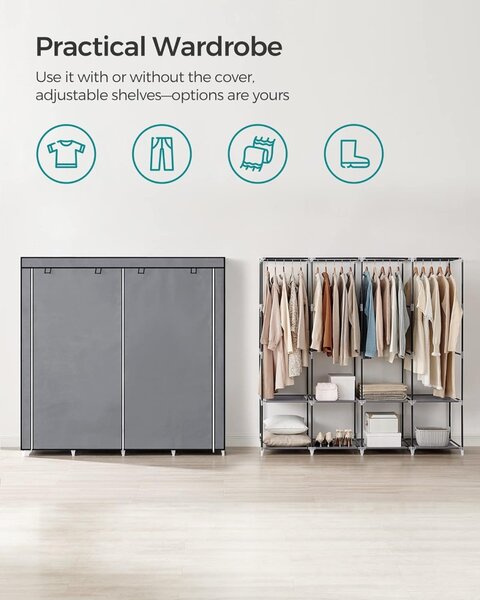 Dulap Textil Modular cu 4 Zone de Agățare – Colecția SONGMICS