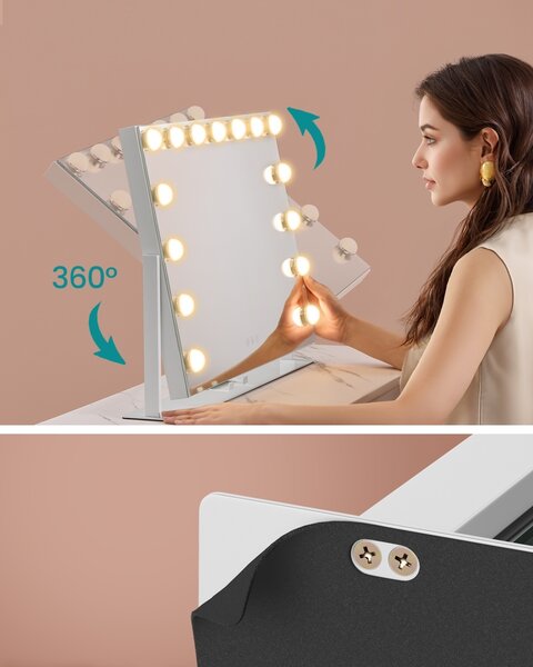 Oglinda de toaleta si machiaj V1 LED Songmics Alb 62.5x10x45.8 cm