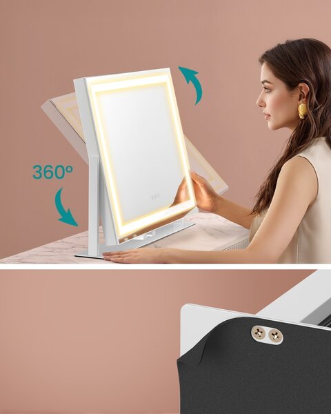 Oglinda de toaleta si machiaj V2 LED Songmics Alb 62.5x10x45.8 cm