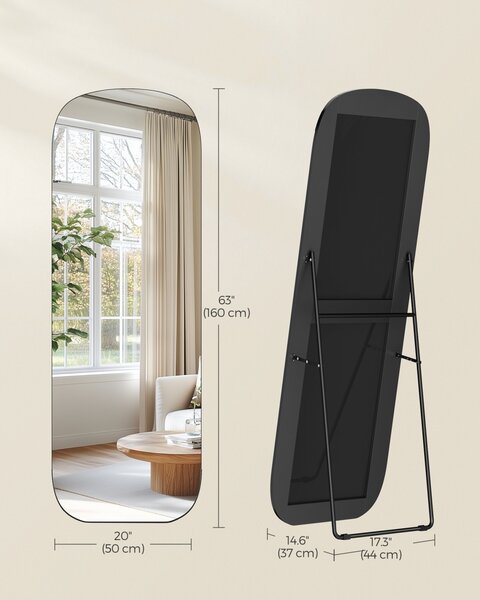 Oglinda de podea Songmics Negru 160x50x3.8 cm