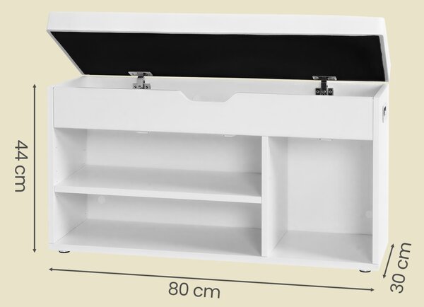 Pantofar tip banca cu depozitare Vasagle Alb 80x30.3x44 cm
