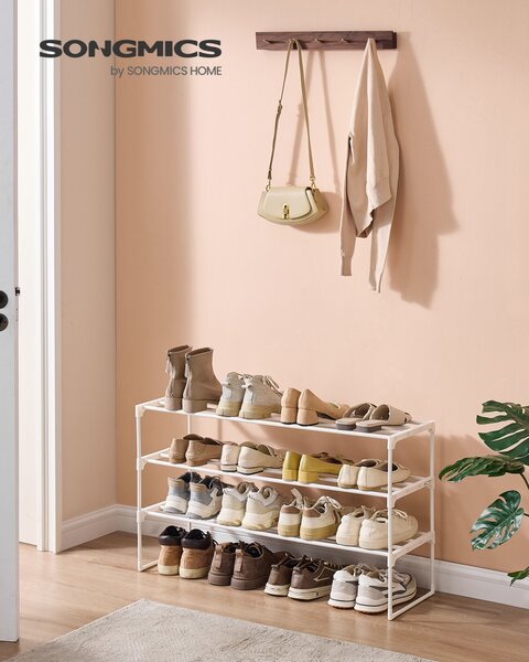 Suport pantofi Model Kaisley, Alb, 92x30x55 cm