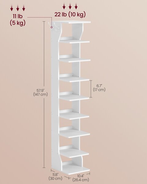 Pantofar Vasagle Alb 26.5x30x147 cm