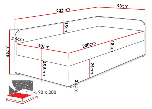 Pat de o persoană Raphael (Lux 23 + Lux 14) (S). 1059783
