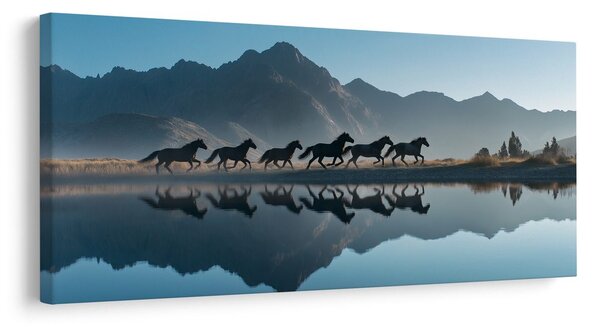 Tablou galop sălbatic lângă lac