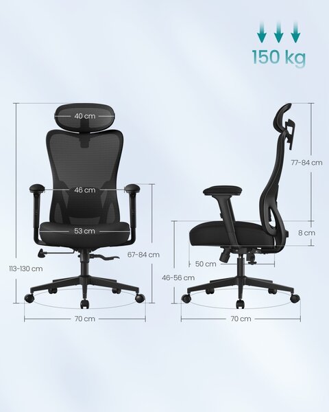 Scaun de birou Songmics Negru 67x70x119 cm