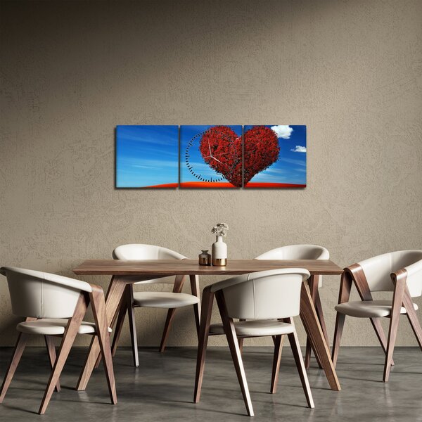 Tablou - Inimă din copac (cu ceas) (90x30 cm)