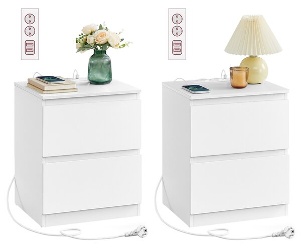 Set 2 buc. Noptiere Vasagle Alb 40x35x49 cm