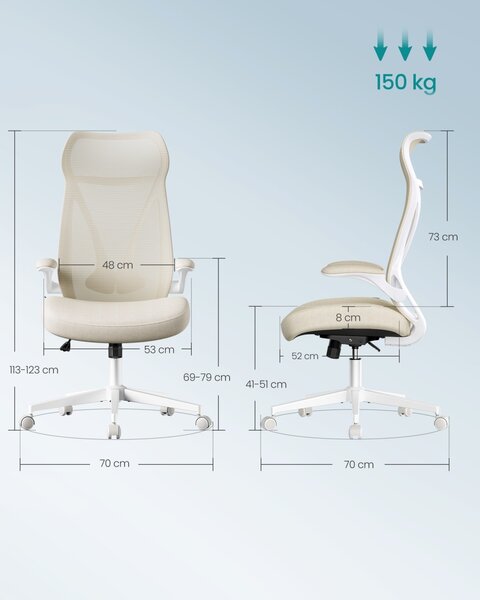 Scaun de birou Songmics Bej 67x67x121 cm