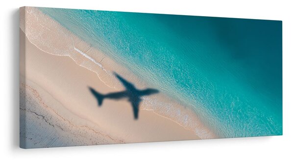 Tablou coasta azurie cu avion