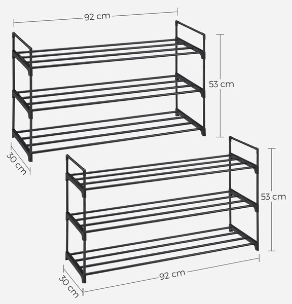 Set 2 buc. Pantofare modulare Songmics Negru 92x30x54 cm