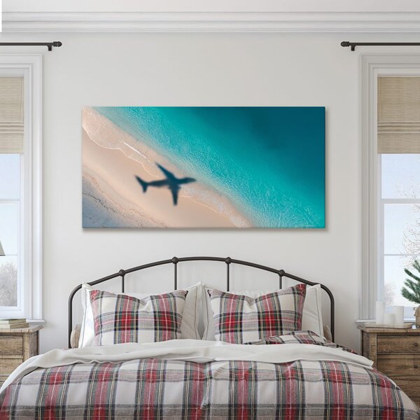 Tablou coasta azurie cu avion