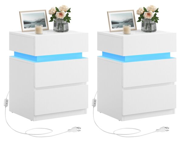 Set 2 buc. Noptiere Vasagle Alb 40x35x55 cm