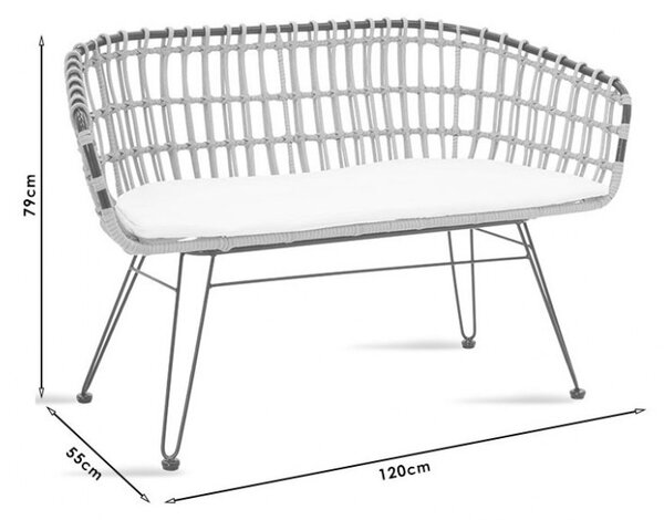 Canapea de Gradina Naoki Negru - Natural 120x55x79 cm