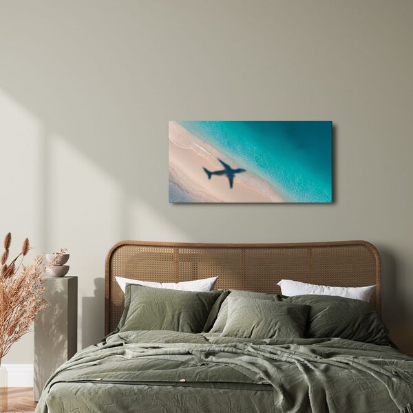 Tablou coasta azurie cu avion