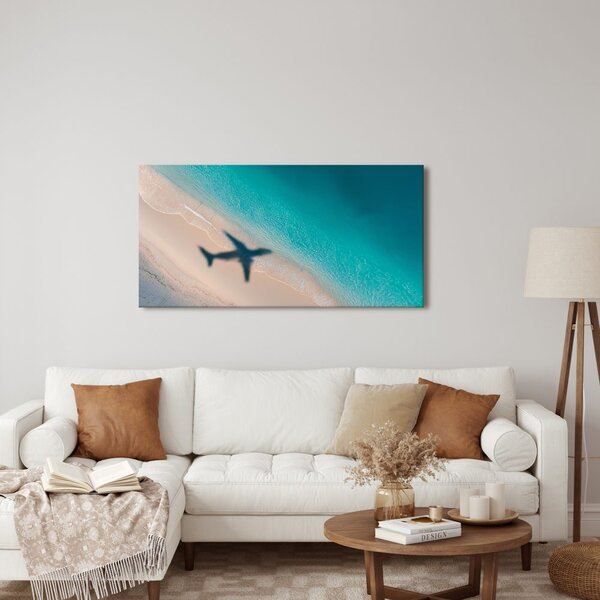Tablou coasta azurie cu avion