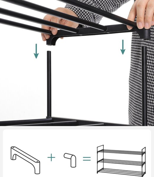 Set 2 buc. Pantofare modulare Songmics Negru 92x30x54 cm