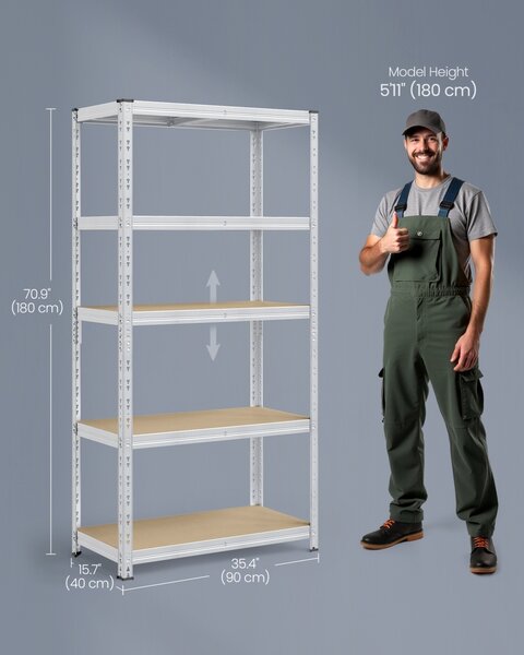 Set 2 buc. Rafturi depozitare Songmics Argintiu 90x40x180 cm