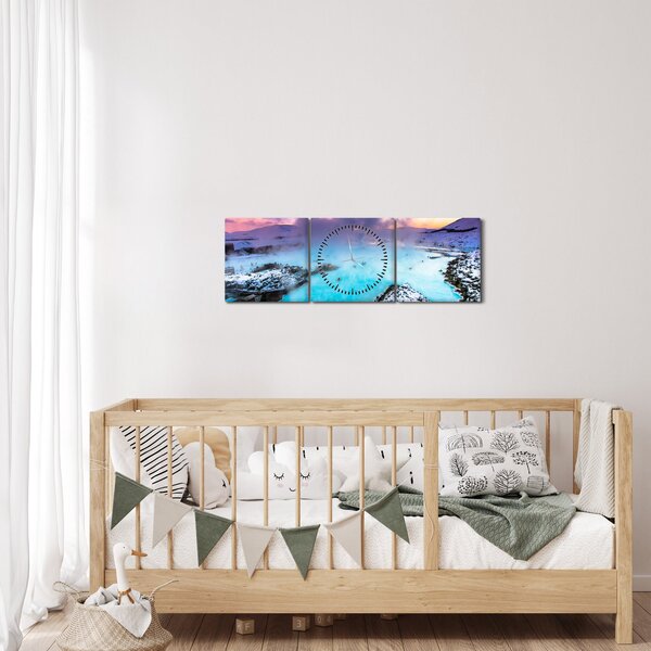 Tablou - Laguna albastră din Islanda (cu ceas) (90x30 cm)