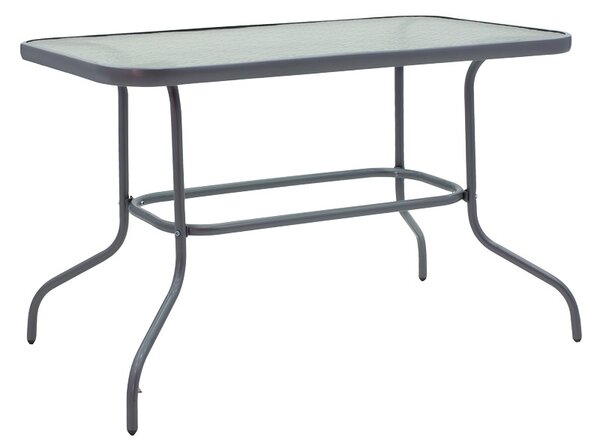 Masă grădină, Pako World, model Valor, metal și sticlă temperată, Gri, 110 x 60 x 70 cm