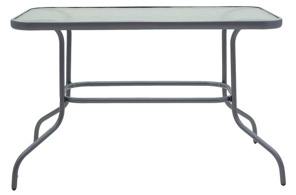 Masă grădină, Pako World, model Valor, metal și sticlă temperată, Gri, 110 x 60 x 70 cm