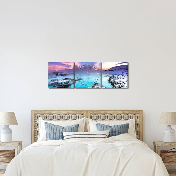 Tablou - Laguna albastră din Islanda (cu ceas) (90x30 cm)
