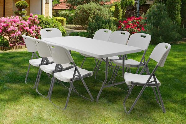 Masa de camping pliabila profesionala Aprilia - singura bucata gri deschis 183x76x74cm