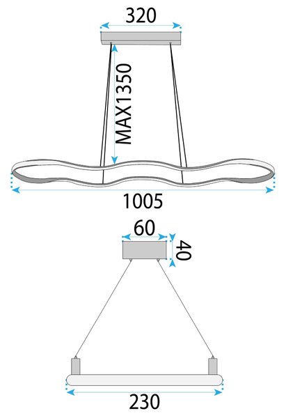 Lampă suspendată LED de tavan LHJ027-CP 100cm aurie
