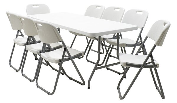 Masa de camping pliabila profesionala Aprilia - singura bucata gri deschis 183x76x74cm