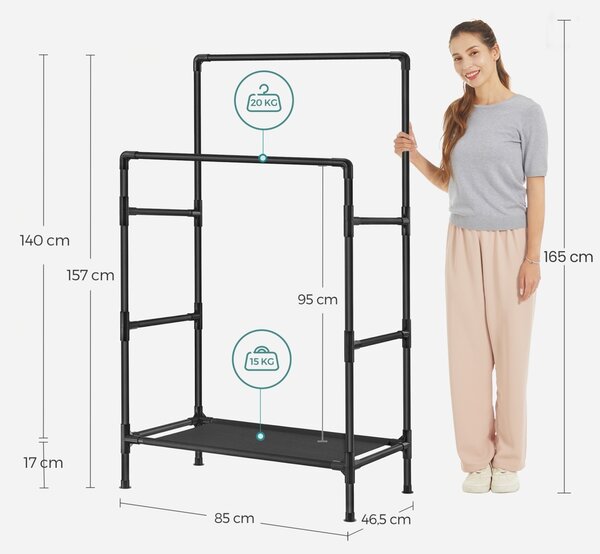 Suport pentru haine modular Songmics Negru 83x45x157 cm