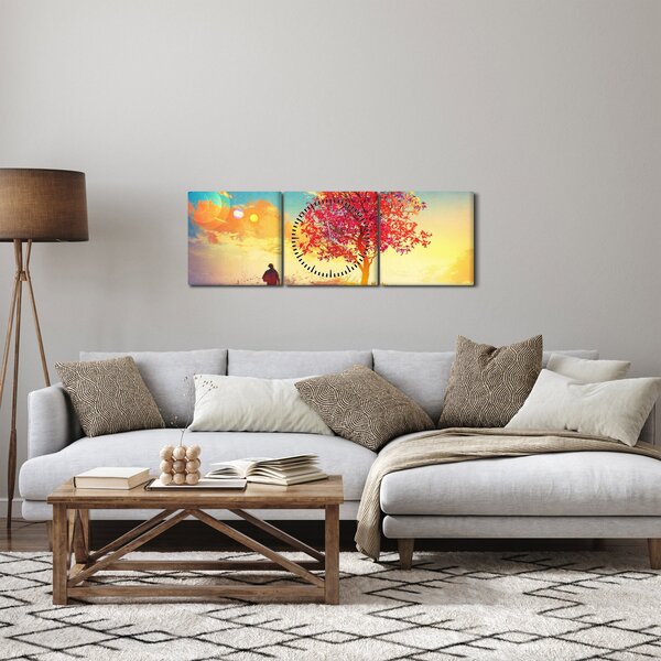 Tablou - casa în deal (cu ceas) (90x30 cm)