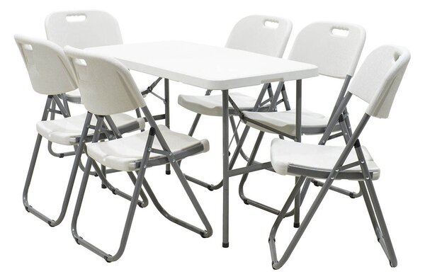 Masa de camping pliabila profesionala Rodeo cu cadru metalic, gri deschis 122x60x74cm