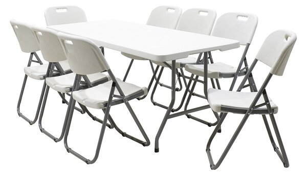 Masa de camping pliabila profesionala Rodeo cadru metalic, gri deschis 152x60x74cm