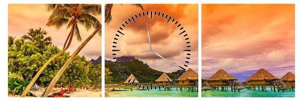 Tablou - Insula Bora Bora (cu ceas) (90x30 cm)