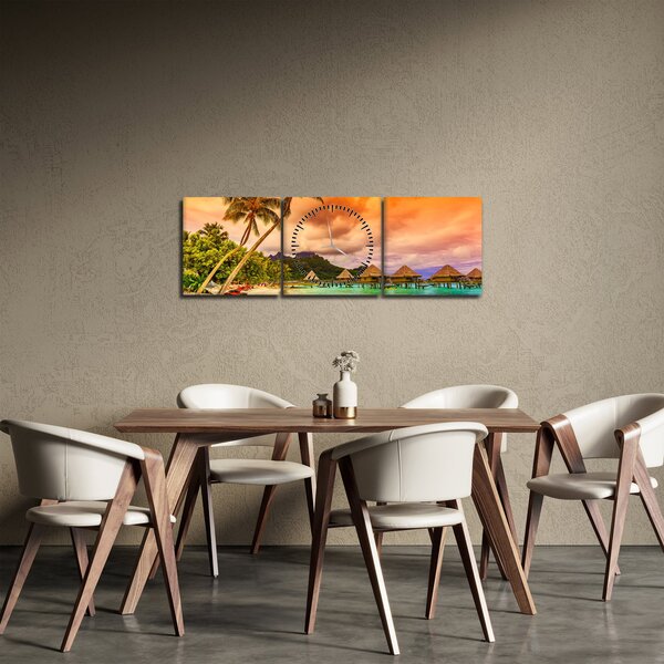 Tablou - Insula Bora Bora (cu ceas) (90x30 cm)