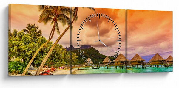 Tablou - Insula Bora Bora (cu ceas) (90x30 cm)