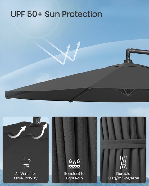 Umbrela de gradina Songmics Gri 300x300x245 cm