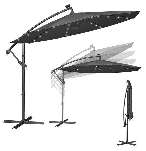 Umbrela de gradina cu LED Songmics Gri 300x300x245 cm