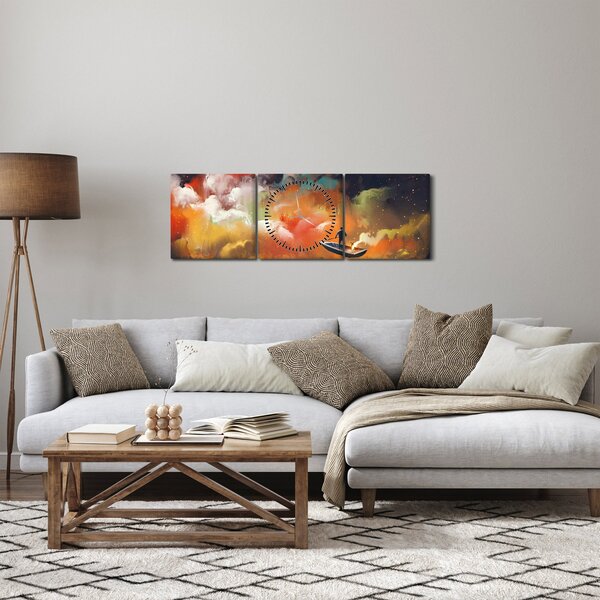 Tablou - Om navigând prin spațiu (cu ceas) (90x30 cm)