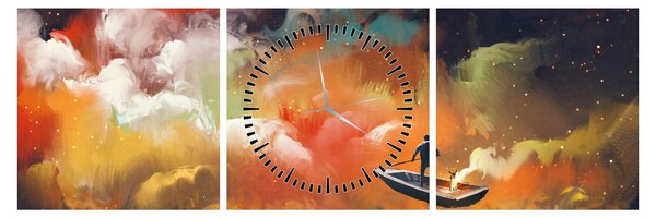 Tablou - Om navigând prin spațiu (cu ceas) (90x30 cm)