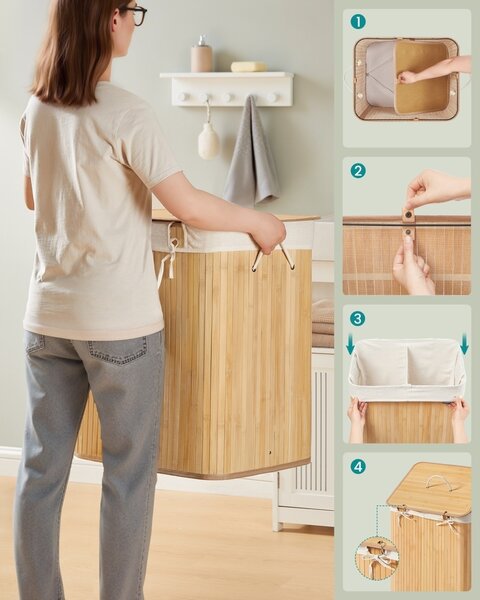 Cos de rufe Songmics Natural 50x40x61 cm