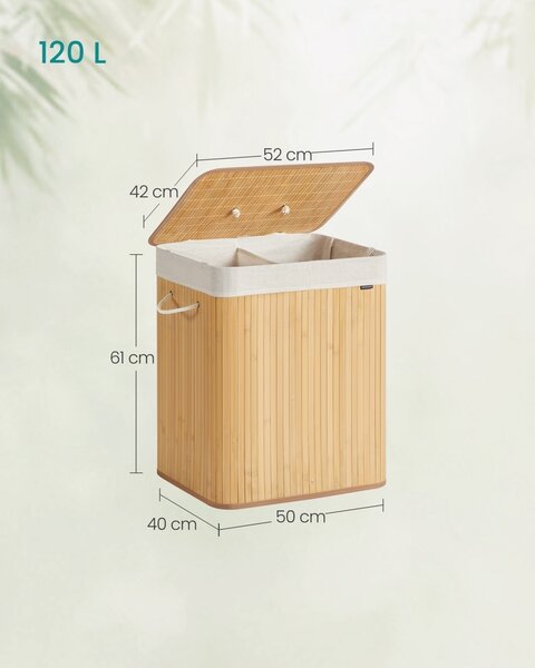 Cos de rufe Songmics Natural 50x40x61 cm