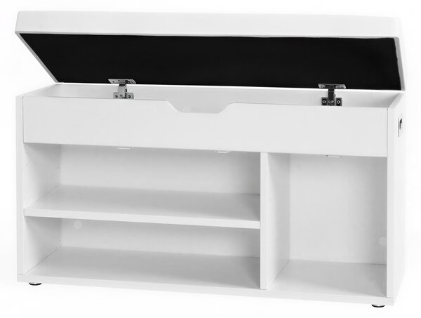 Pantofar tip banca cu depozitare Vasagle Alb 80x30.3x44 cm