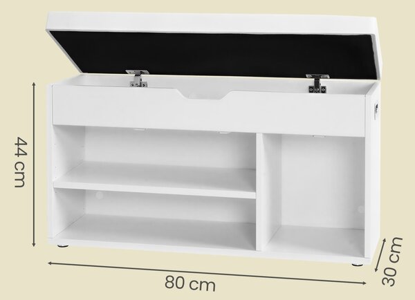 Pantofar tip banca cu depozitare Vasagle Alb 80x30.3x44 cm