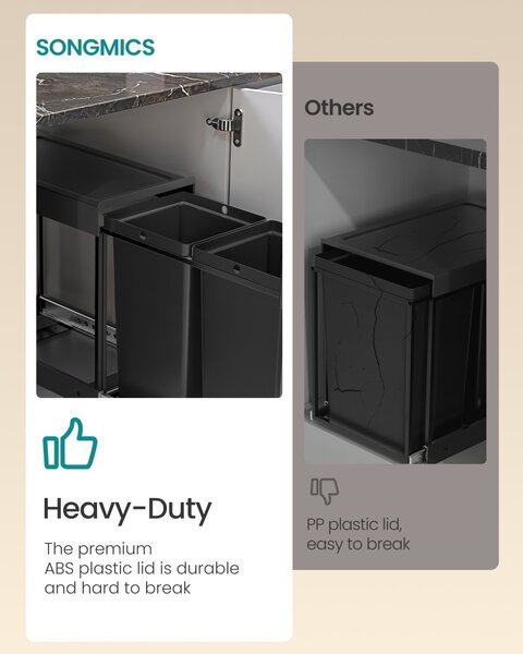 Cos de gunoi culisant Songmics Negru 48.6x32.7x44.0 cm