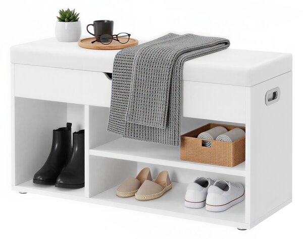 Pantofar tip banca cu depozitare Vasagle Alb 80x30.3x44 cm