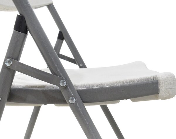 Scaun de camping pliabil Edison cu cadru metalic si plastic alb