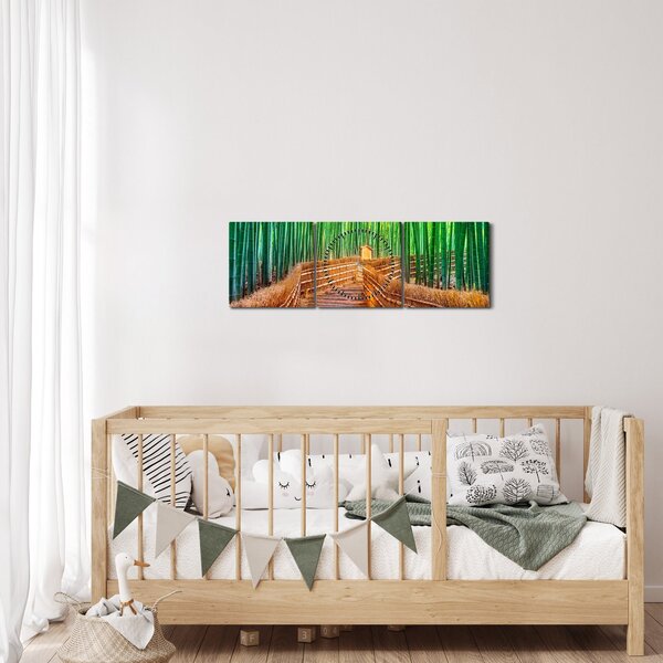 Tablou - Pădure de bambus japoneză (cu ceas) (90x30 cm)