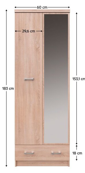 Dulap Topta Type 38 2D1S60 (stejar sonoma). 1075486