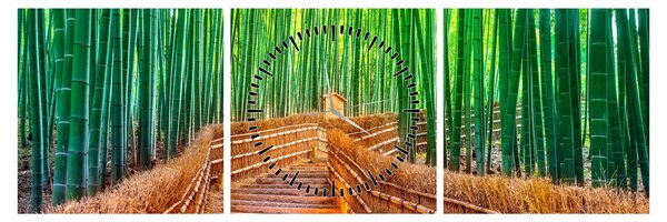 Tablou - Pădure de bambus japoneză (cu ceas) (90x30 cm)